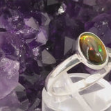 Bague Opale Noire d'Éthiopie en argent (Nocturne)