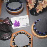Bracelet homme en pierre Œil de Tigre & Onyx noir