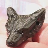 Pendentif Tête de Loup en Obsidienne Dorée — Pierre naturelle du Mexique