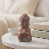 Mini Bouddha en Pierre de Soleil et Pierre de Lune, 8 cm