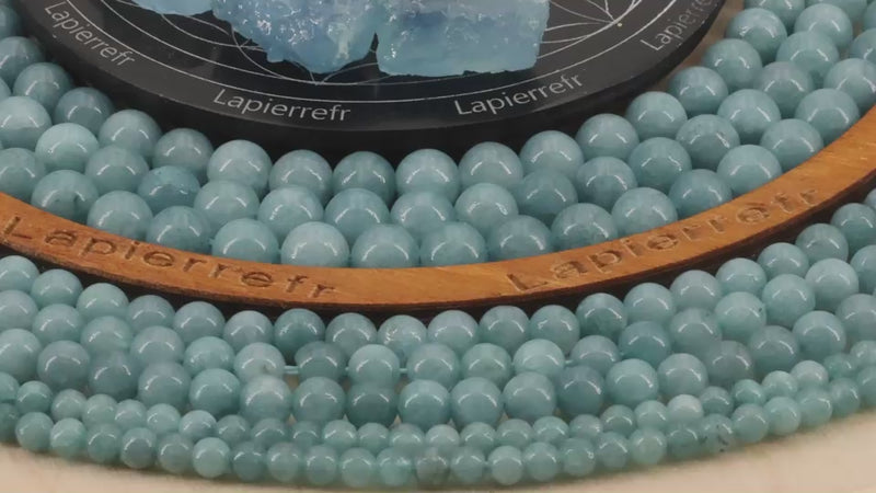 Perle pierre naturelle aigue marine ronde en 4mm 6mm 8m 10mm - La Pierre Fr