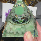 Pyramide Orgonite Cube de Métatron Aventurine Verte, Équilibre et Prospérité