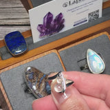 Bague en Quartz rose (Deux cabochons ronds) — Argent 925 rhodié