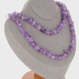 Collier femme (Élixir Violet) en Améthyste baroque, bijou de lithothérapie pour la sérénité.