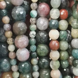 Perles d'Agate Indienne facettées 4, 6, 8 et 10 mm — Fil de 36 cm