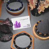 Bracelet en cuir noir et pierre Oeil de Tigre & Onyx Noir