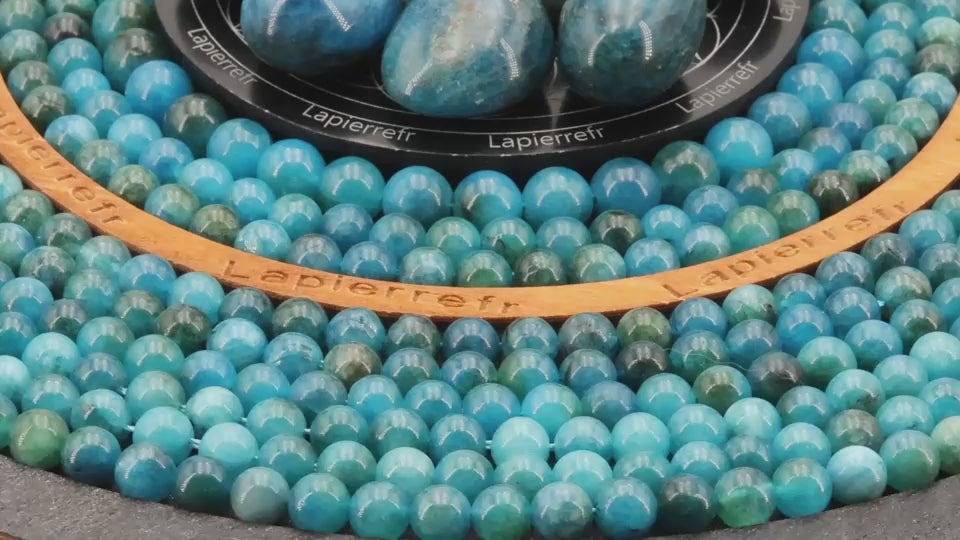 Perles Apatite Bleue en pierre naturelle - Qualité AA+