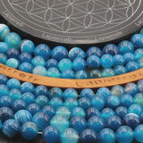 Perles Agate Bleue ronde en 4/6/8/10 mm de qualité AA pour la création de bijoux