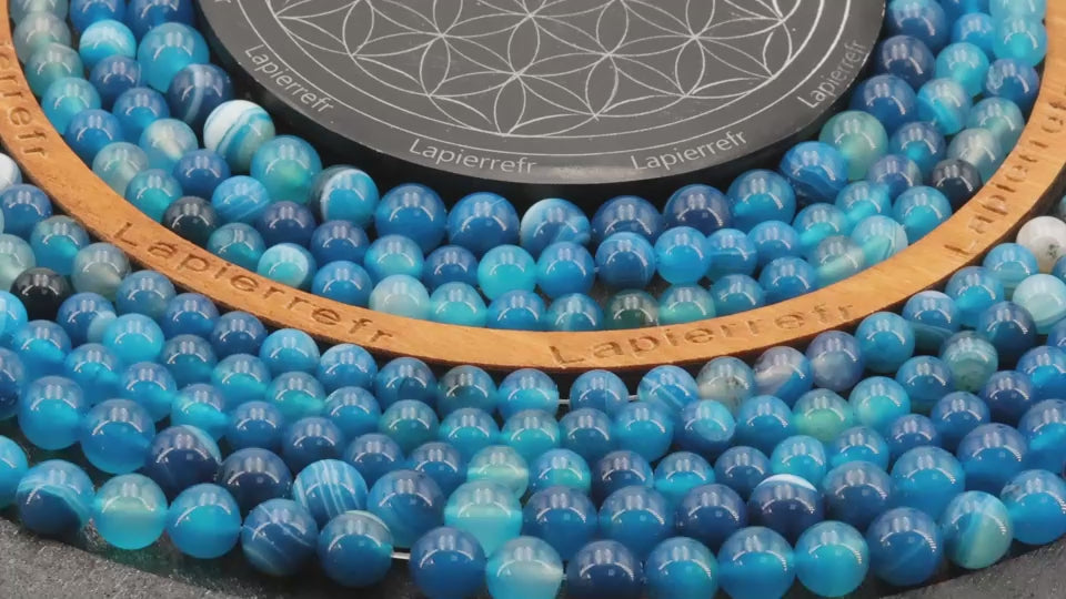 Perles Agate Bleue ronde en 4/6/8/10 mm de qualité AA pour la création de bijoux