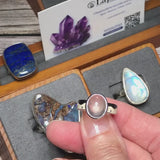 Bague en Quartz rose (Émail Ivoire) — Argent 925 émaillé
