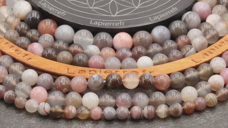 Perles Agate Botswana en pierre naturelle ronde 6/8/10 mm de Qualité AAA, pour la création de bijoux et lithothérapie