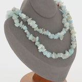 Collier ras de cou 42cm et sautoir 90cm en Aigue-Marine (Écume Sereine).