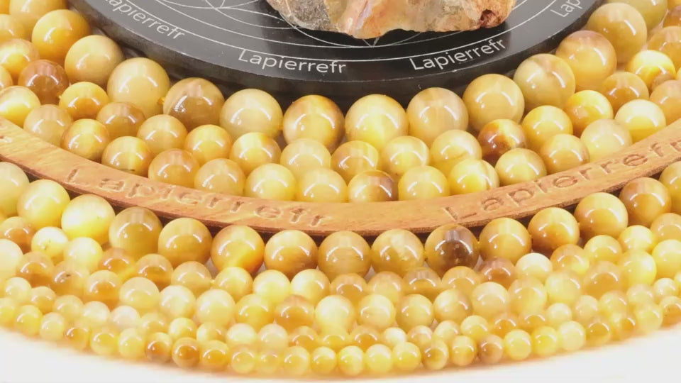 Perles Œil de Tigre Jaune (Qualité AAA)