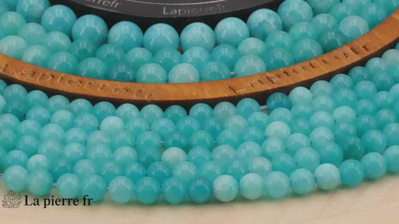 Perles pierres naturelles en amazonite rondes 4mm, 6mm, 8mm, 10mm pour la création de bijoux et lithothérapie - La Pierre Fr