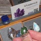 Bague Jade Vert Ovale en Argent Rhodié (Callista)