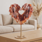 Grand Cœur en Quartz Ferrugineux sur Socle Doré, 27 à 29 cm
