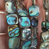 36 Perles d'ormeau 10mm x 10mm carré, Perles nacre abalone naturelle