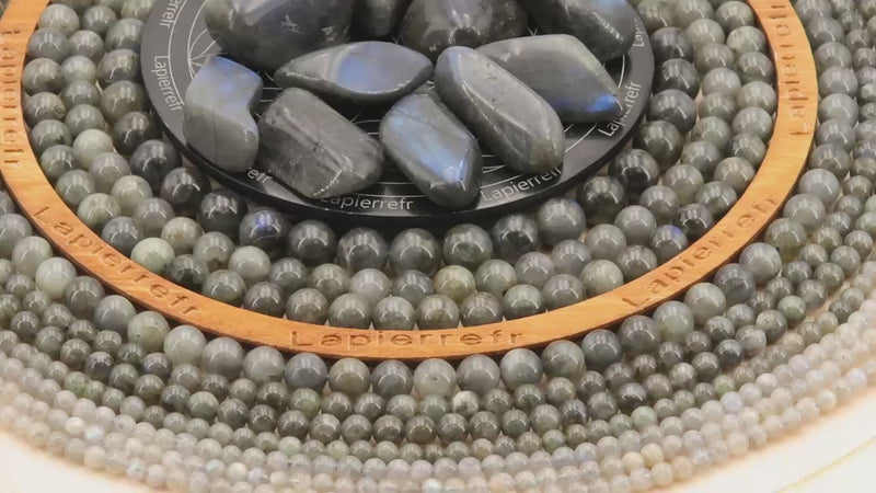 perle pierre naturelle labradorite grise ronde en 4/6/8/10mm pour la fabrication de bijoux et lithothérapie - La Pierre Fr