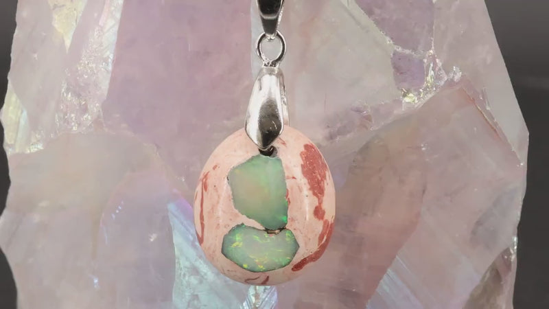 Pendentif opale verte | Véritable opale naturelle en provenance Mexique | Pendentif pierre précieuse | Cabochon taillé à la main