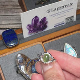 Bague Jade Vert en Argent Rhodié Style Vintage (Flora)