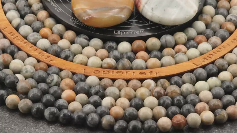 Perles Jaspe Picasso en pierre naturelle ronde 4/6/8/10 mm de Qualité AAA, pour la création de bijoux et lithothérapie