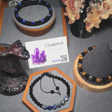Bracelet réglable en pierres Lapis Lazuli & Onyx noir