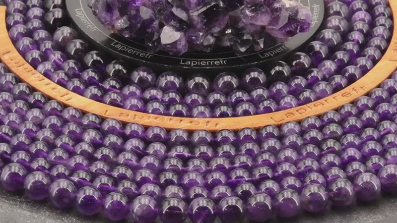 Perle ronde lisse Améthyste (Qualité AA+) 8mm, qualité supérieure, pierre violette naturelle La Pierre Fr.