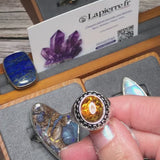 Bague Ambre Argent Émaillé & Rhodié (Couronne Émaillée Vintage)