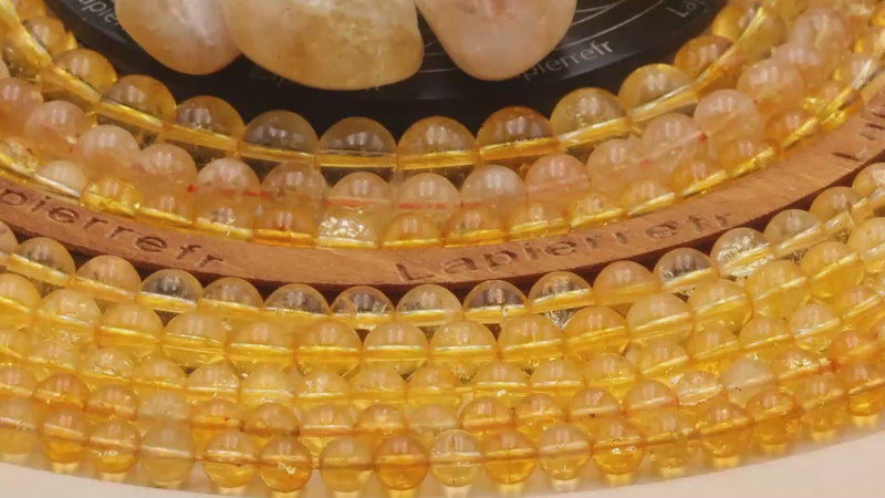 Perle pierre naturelle citrine ronde en 4/6/8/10mm pour la création de bijoux et lithothérapie - La Pierre Fr 