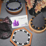 Bracelet fin argenté en Obsidienne noire & Howlite blanche