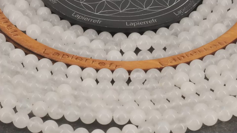 58 Perles Jade blanc en pierre naturelle ronde 6mm ou 8mm de Qualité AAA, pour la création de bijoux et lithothérapie