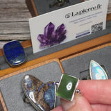 Bague Jade Vert Rectangle en Argent Rhodié (Linea)