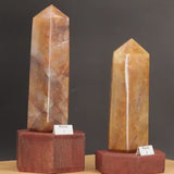 Pointe en Quartz Hématoïde Jaune de Madagascar — Grand obélisque poli