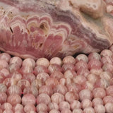 30 perles rhodochrosite naturelle d'Argentine 4mm | 30 de 6mm | 20 de 8mm | Perle pierre naturelle semi-précieuse ronde | Qualité AA+
