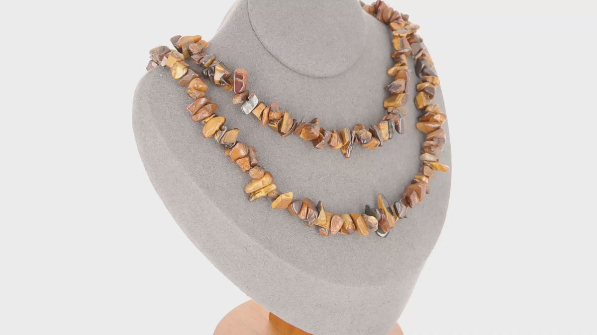 Élégant Collier Œil de Tigre (Regard Protecteur) avec pierres baroques, création La Pierre Fr.