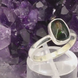 Bague Opale Noire d'Éthiopie en argent (Comète)