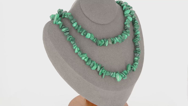 Collier ras de cou 42cm et sautoir 90cm en Malachite (Danse Émeraude).