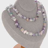 Collier ras de cou 42cm et sautoir 90cm en Fluorite (Clarté Arc-en-ciel).