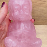 Statue Bouddha en Quartz Rose, Pierre Naturelle 15 cm