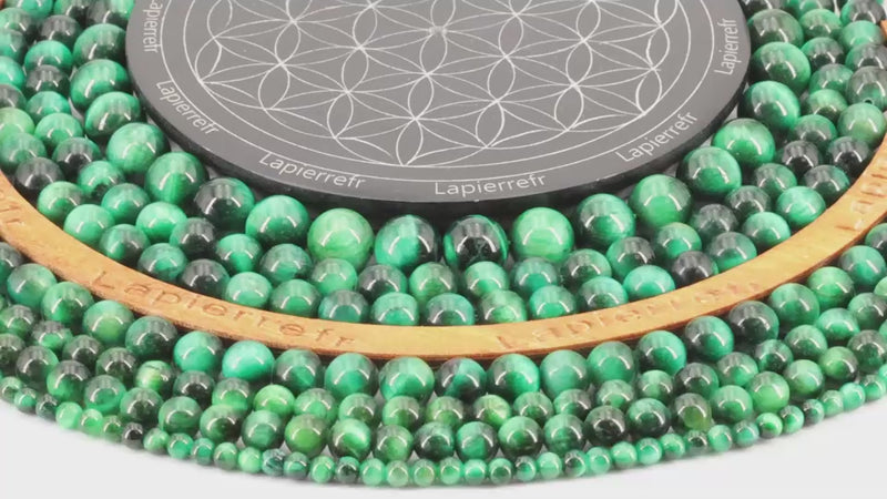 perle pierre naturelle oeil de tigre vert ronde en 4mm 6mm 8mm 10mm - La Pierre Fr