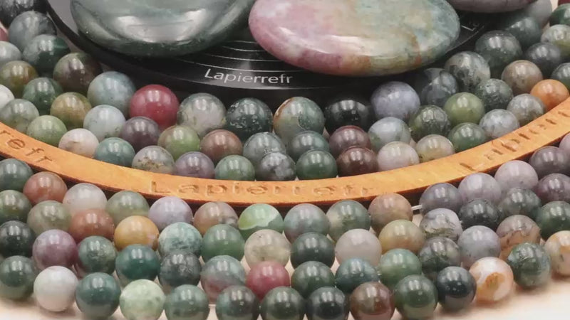 Perle pierre naturelle Agate indienne ronde en 4/6/8/10mm pour la création de bijoux et lithothérapie - La Pierre Fr 