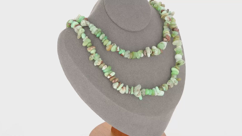 Collier ras de cou 42cm et sautoir 90cm en Chrysoprase (Cœur de Printemps).