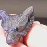 Pendentif Tête de Loup en Sodalite — Pierre naturelle sculptée