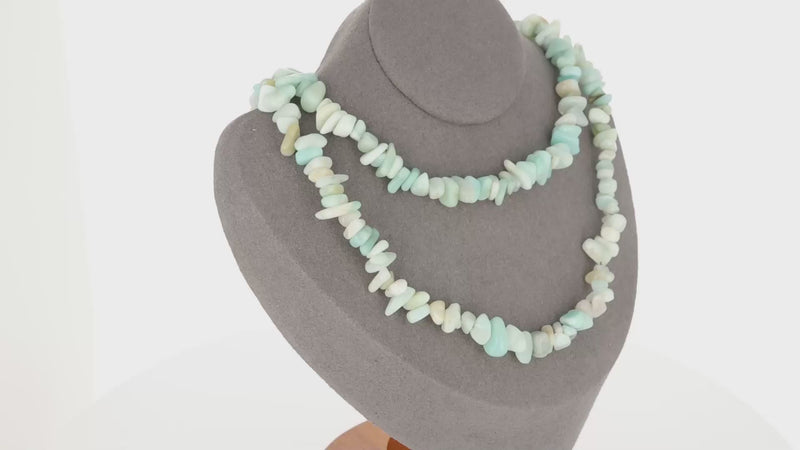 Collier femme (Onde Sereine) en Amazonite baroque, bijou de détente et d'optimisme.