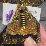 Pyramide Orgonite Pointe Obsidienne Noire en Pierre Naturelle, Protection Pure