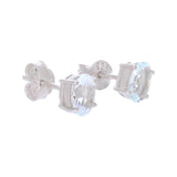 Clous d'Oreilles Aigue-Marine Ovale Facettée 7 x 5 mm, Argent 925 (Seginus)