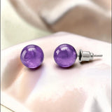 Puces d'Oreilles Améthyste ORBA® – boule 8 mm, acier argenté
