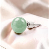 Puces d'Oreilles Aventurine Verte ORBA® – boule 8 mm, acier argenté