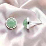 Puces d'Oreilles Aventurine Verte SERTIA® – pierre sertie 10 mm, acier argenté