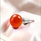 Puces d'Oreilles Cornaline ORBA® – boule 8 mm, acier argenté